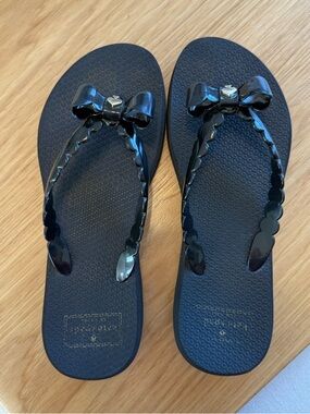 Kate Spade Black Bow Flip Flop Sandals 7
